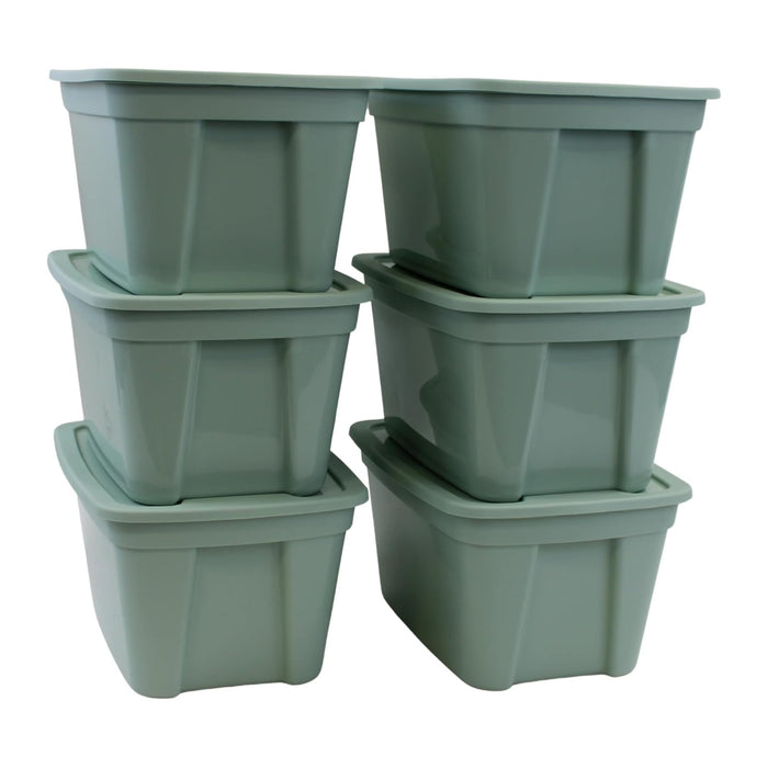 Edge Plastics Classic Storage Tote, durable storage in for home or garage with secure snap lid designed for stacking (6, Light Green, 5 Gallon)