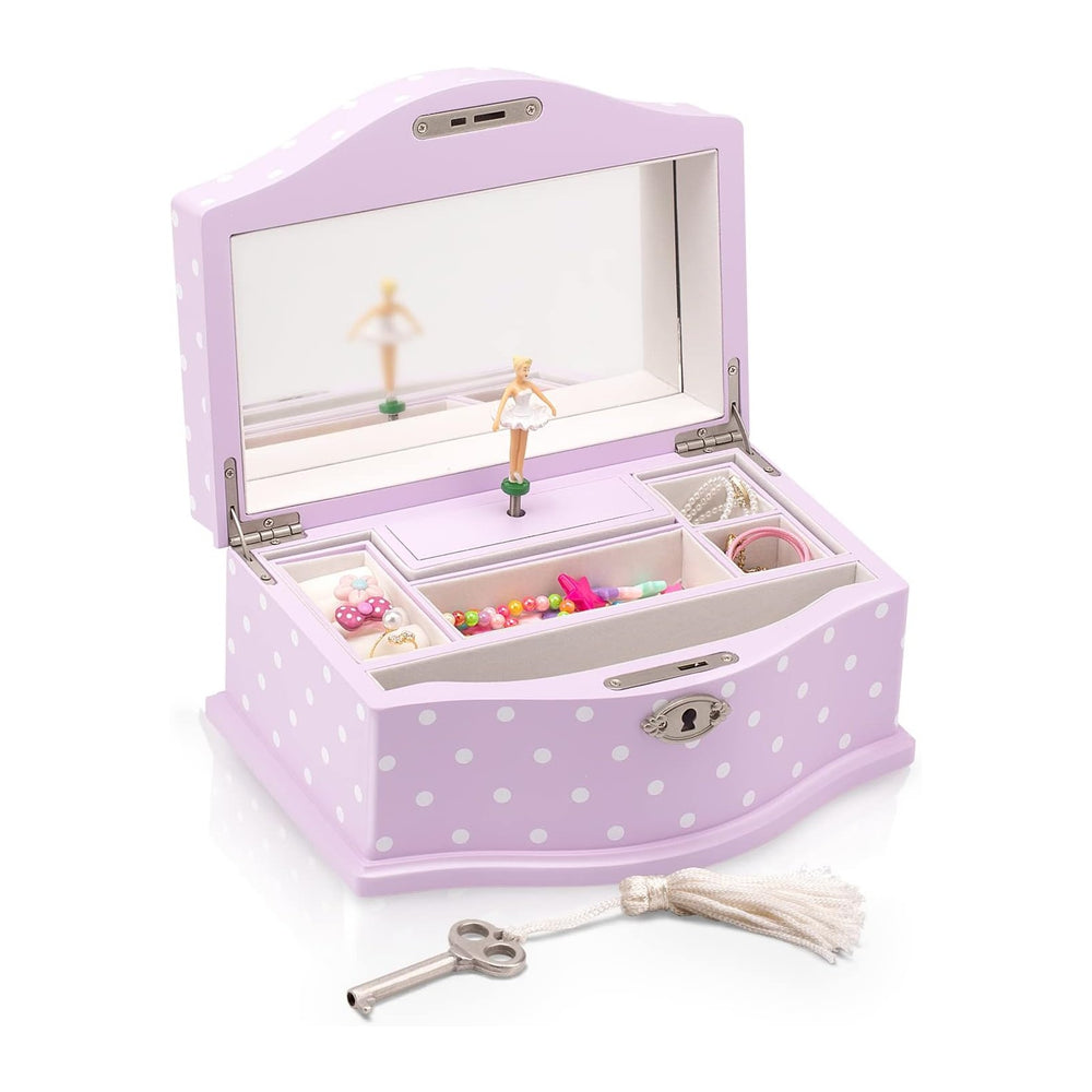 Elle Jewelry Box - Ballerina Jewelry Organizer and Swan Lake Wind-Up Music Bo...