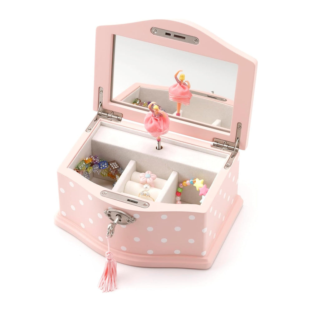 Elle Jewelry Box - Ballerina Jewelry Organizer and Swan Lake Wind-Up Music Bo...