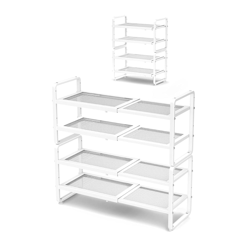 Expandable Metal Shoe Rack for Closet, Entryway & Garage, 4-Tier, White
