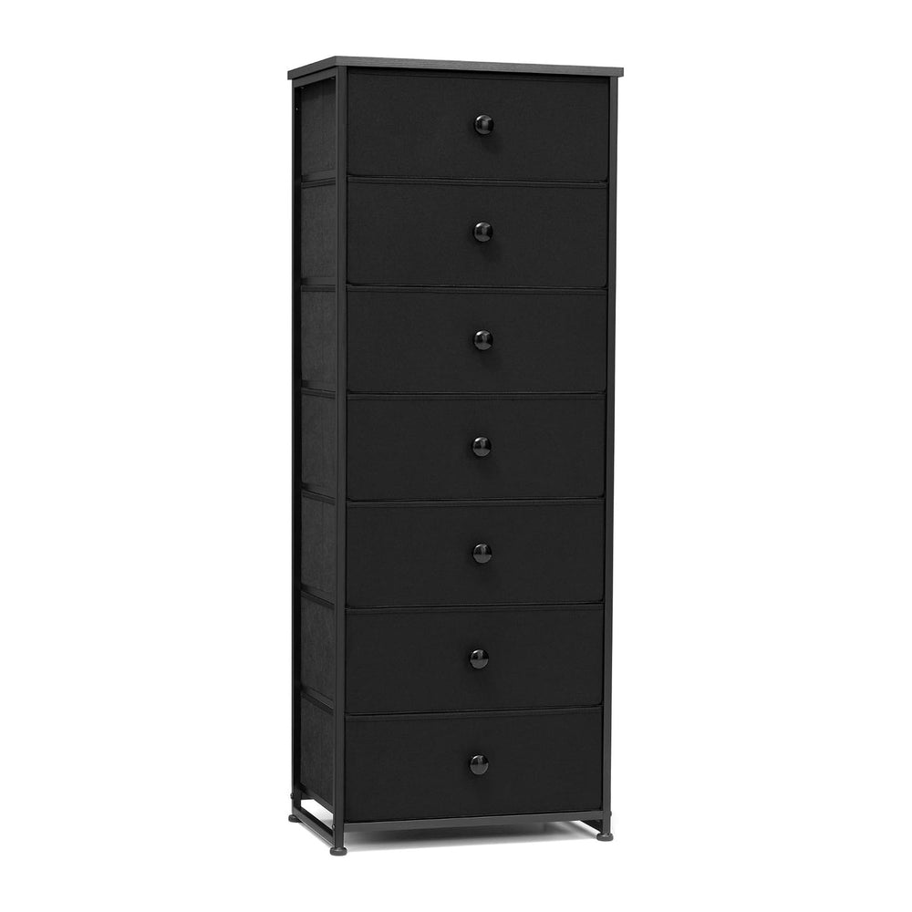 Fabric Dresser for Bedroom, 7-Drawer Tall Vertical Storage Tower (Black)