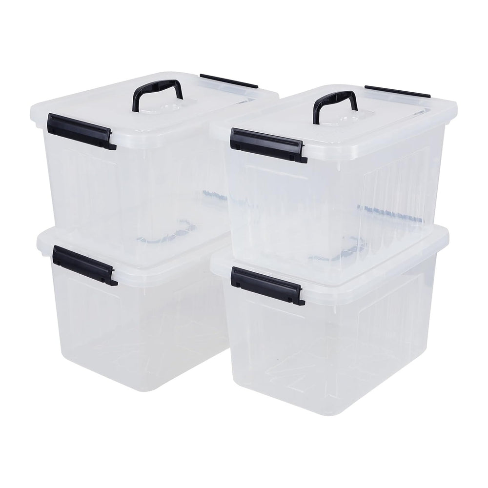 Farmoon 12 Quart Clear Storage Bin, Plastic Latching Box with Handle 4 Pack