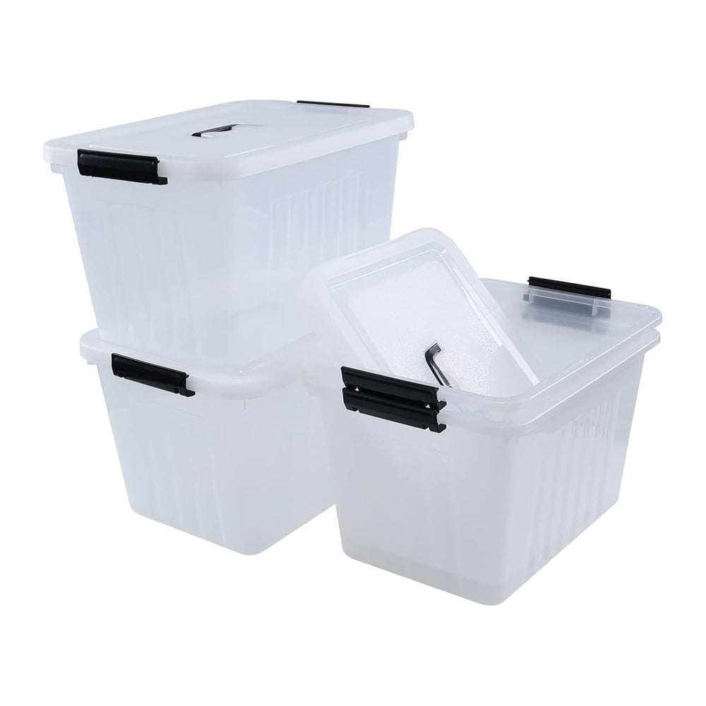 Farmoon 20 Quart Clear Latching Storage Bin, 4 Packs Lidded Storage Boxes