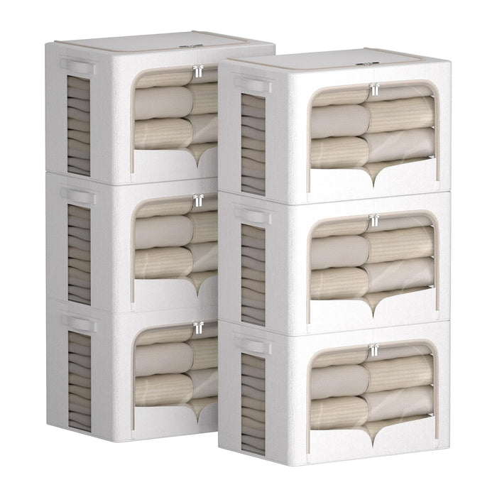 FHSQX 6 Pack Clothes Storage Bins,Cream White,16.5x12.2x12.2 Inch