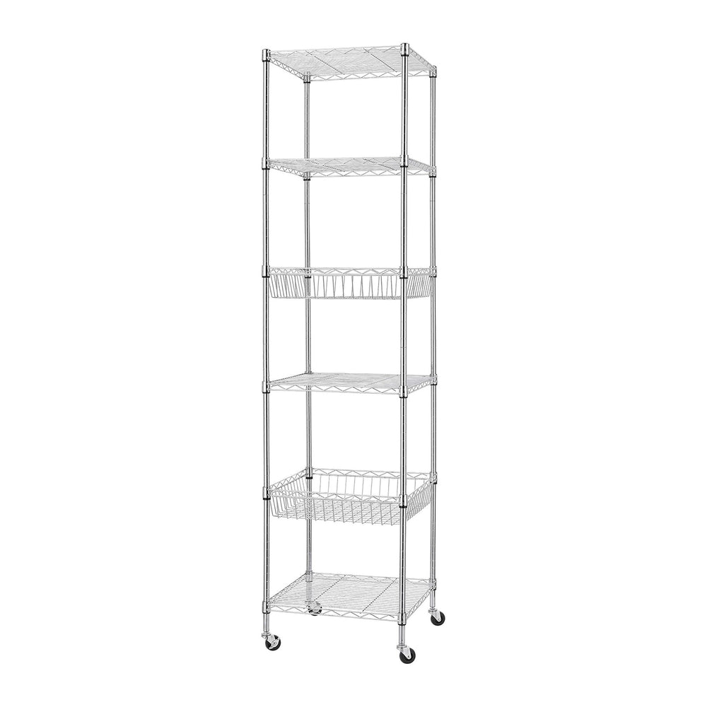 Finnhomy Heavy Duty 6 Tier Wire Shelving Unit with Wheels 18x18x72-inches 6 S...