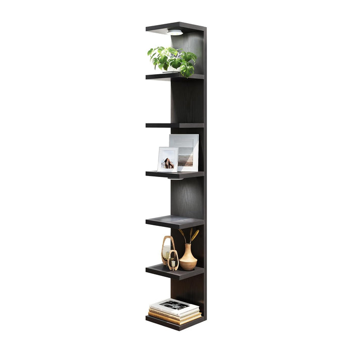 Fixwal 7 Tier Wall Shelf with LED Lights Lack Shelf for Room Decor (Black)