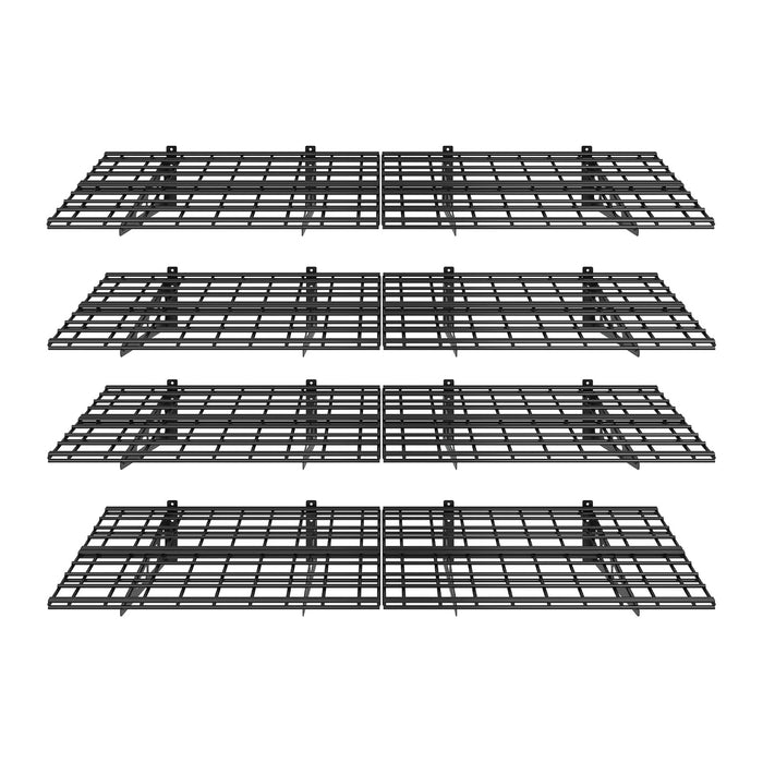 FLEXIMOUNTS 4-Pack 2x6ft 24-inch-by-72-inch Wall Shelf Garage Storage Rack Floating Shelves, Black, Classic Series
