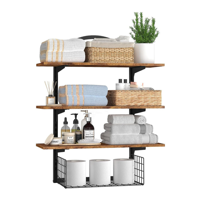 Floating Shelves Bathroom with Storage Basket,Decorative Wall Shelf