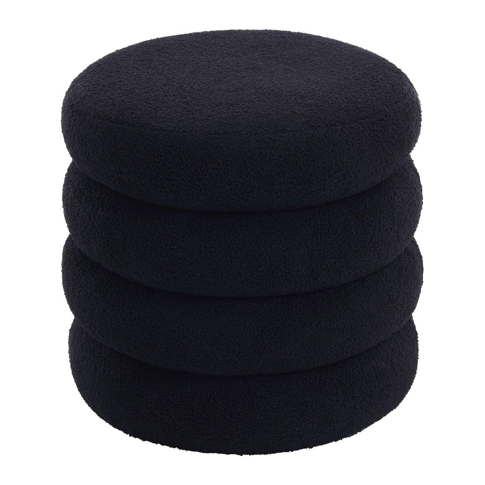 Flouki 19.5" Storage Ottoman Round, Vanity Stools for Bedroom, Sherpa Po...