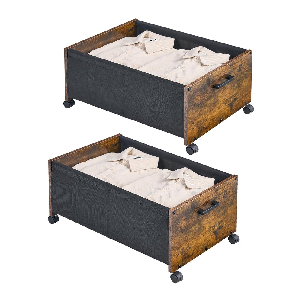 FOUCSSOMEI Under Bed Storage with Wheels, Wooden Under Bed Drawers On Wheels,...