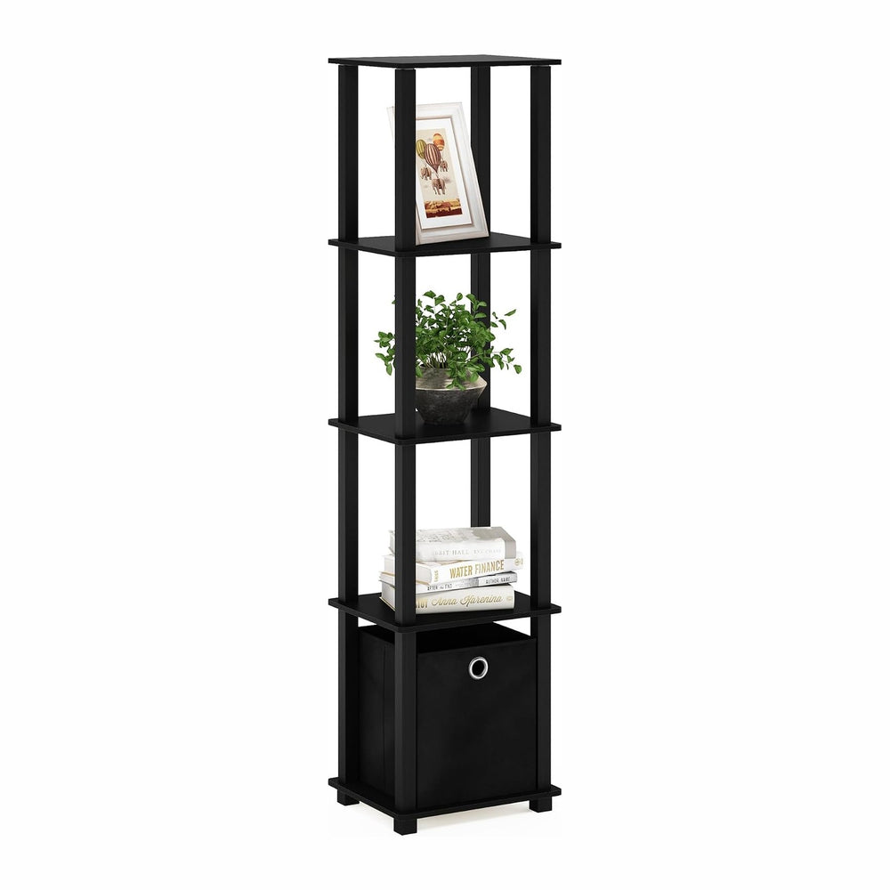 FURINNO Decorative Shelf With Bin, Black
