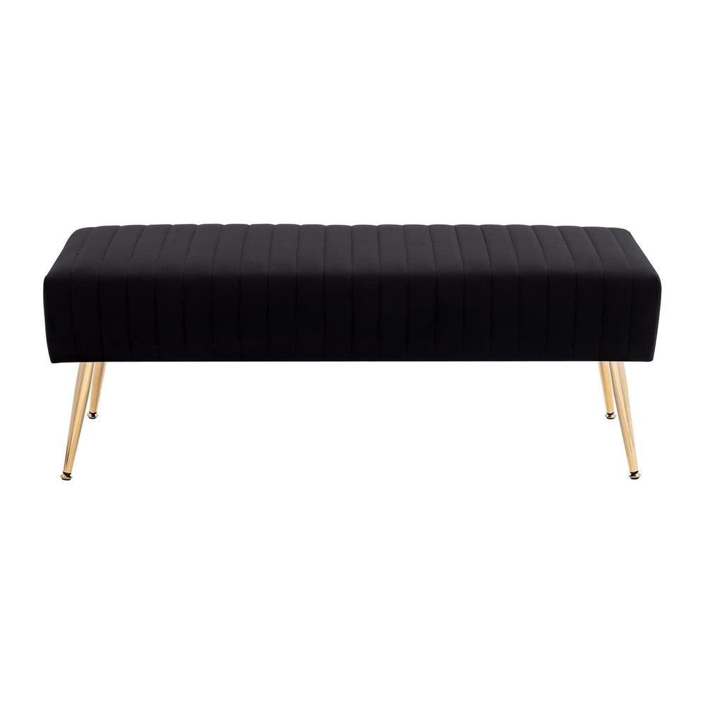 Furniliving 44 Inch Bedroom Bench, Upholstered Tufted Striped Fabric Ottoman ...