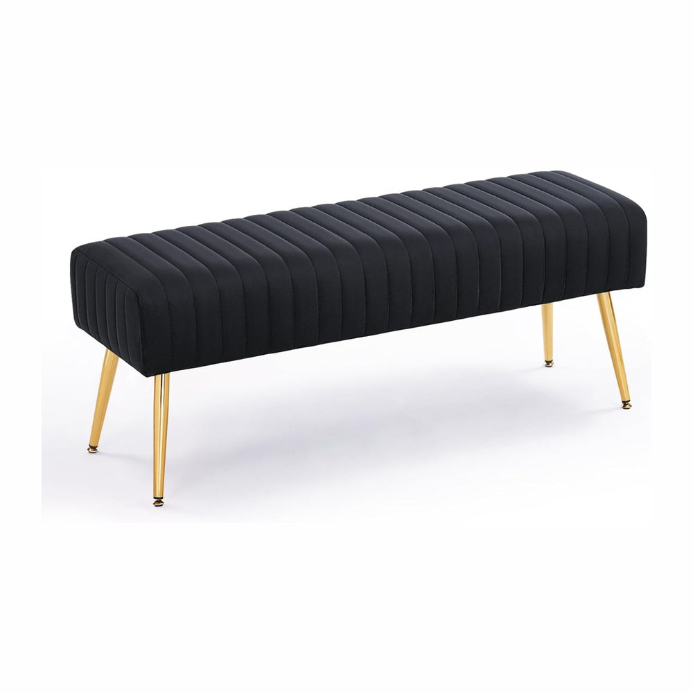 Furnimart 44 Inch Bedroom Ottoman Bench, Black Upholstered End of Bed Bench w...