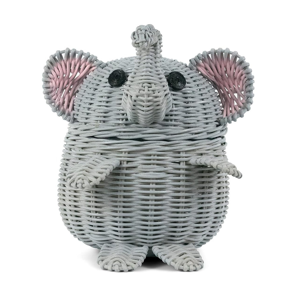 G6 COLLECTION Elephant Rattan Storage Basket With Lid Decorative Home Decor H...