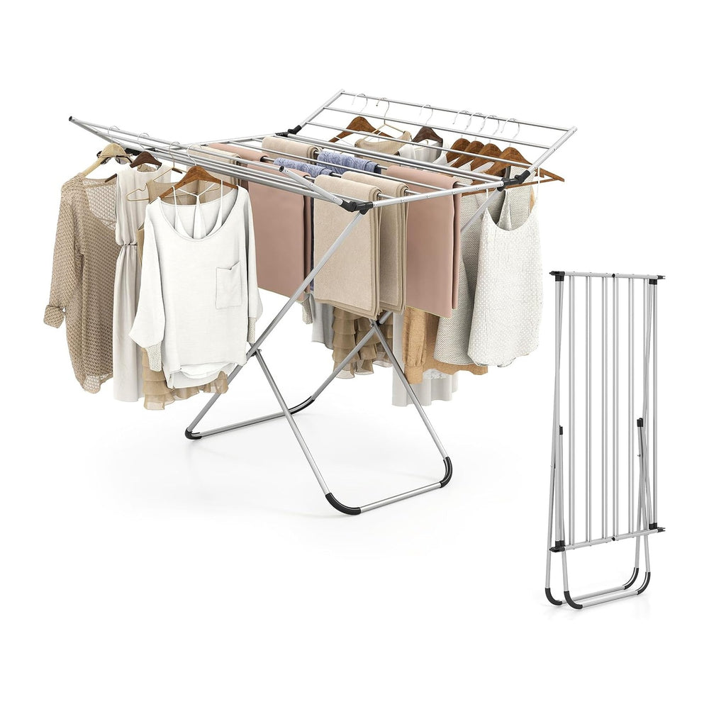 Giantex Foldable Clothes Drying Rack, Freestanding Aluminum Laundry Drying Ra...