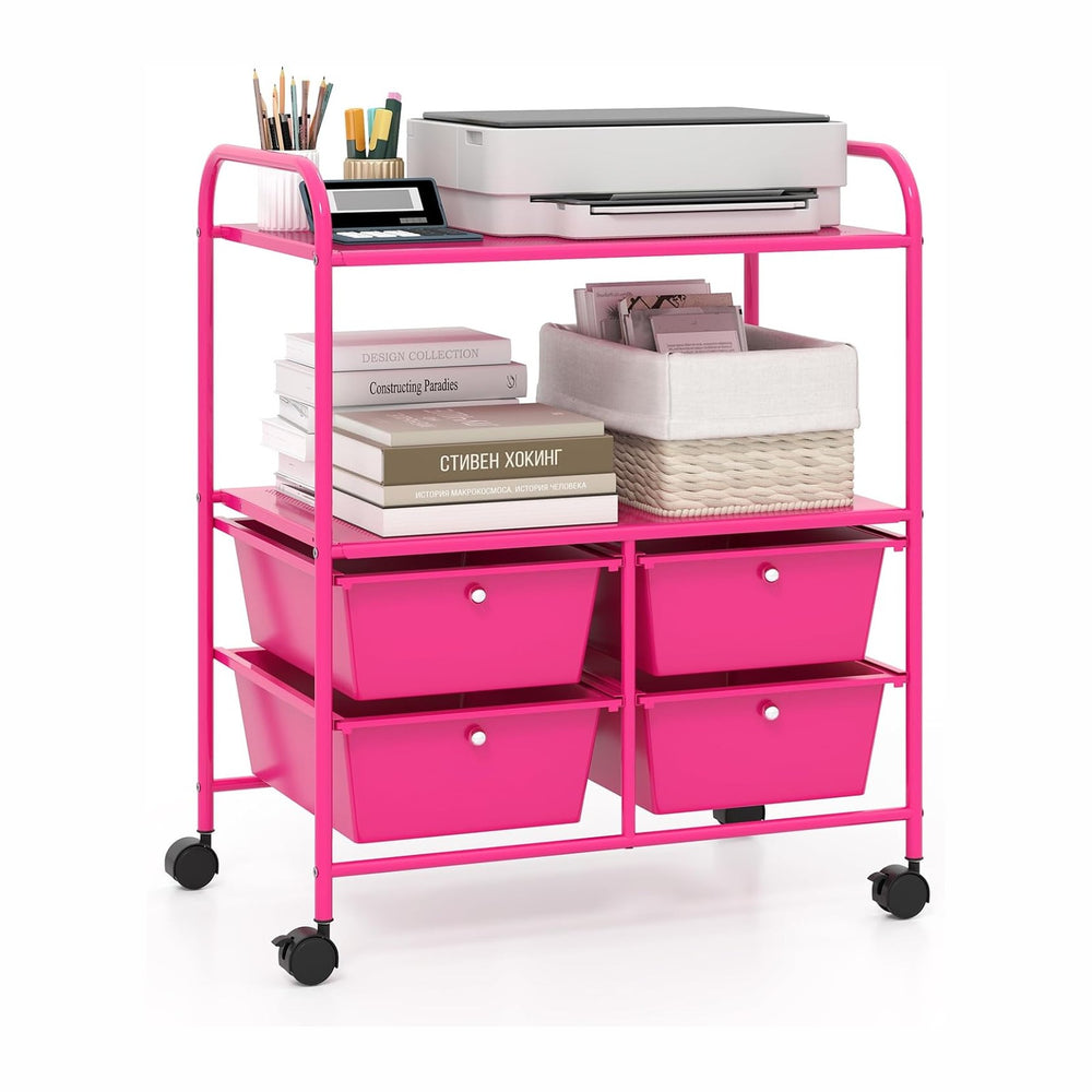 Giantex Rolling Storage Cart w/ 4 Drawers 2 Shelves Metal Rack Shelf Home Off...