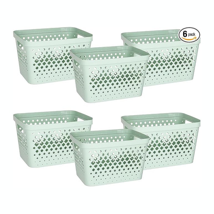 Glad Plastic Storage Basket Set, Value Pack of 6 | Open Storage Bins