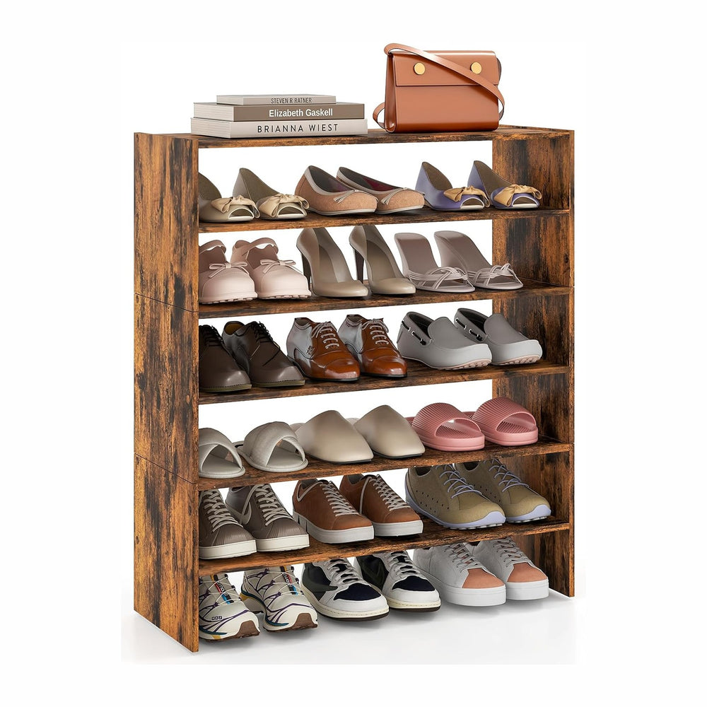 GOFLAME 6-Tier Shoe Rack, Stackable Shoe Storage Organizer, Freestanding Mode...
