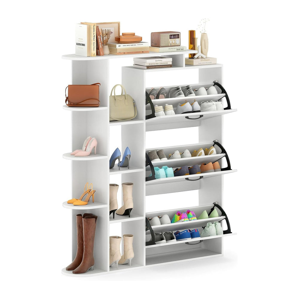 GOFLAME Shoe Storage Cabinet with 3 Flip Drawers, Modern Shoe Rack Organizer ...