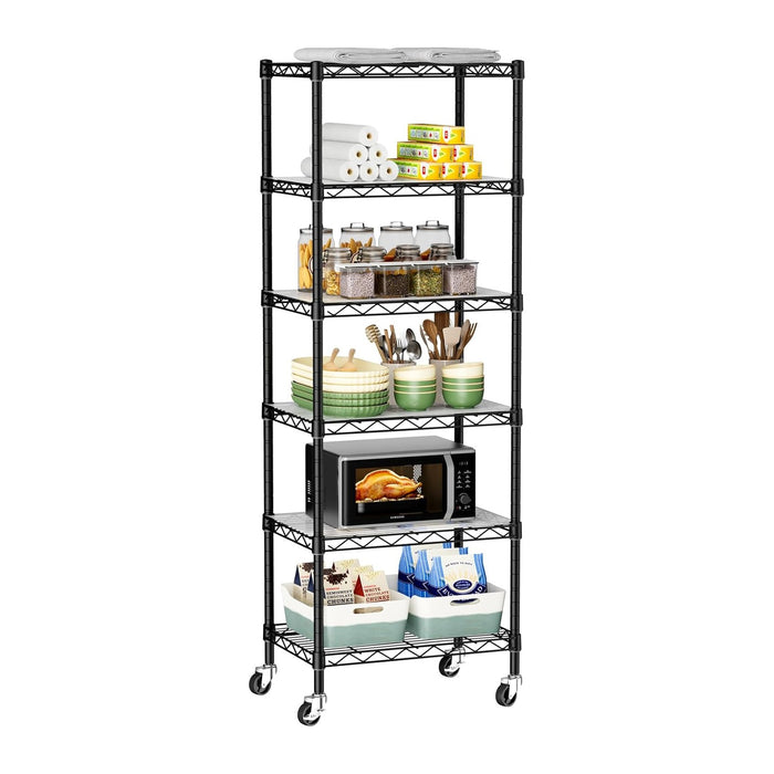 Golpart Small Shelves Storage Wire Metal Adjustable Shelf Unit with Wheels