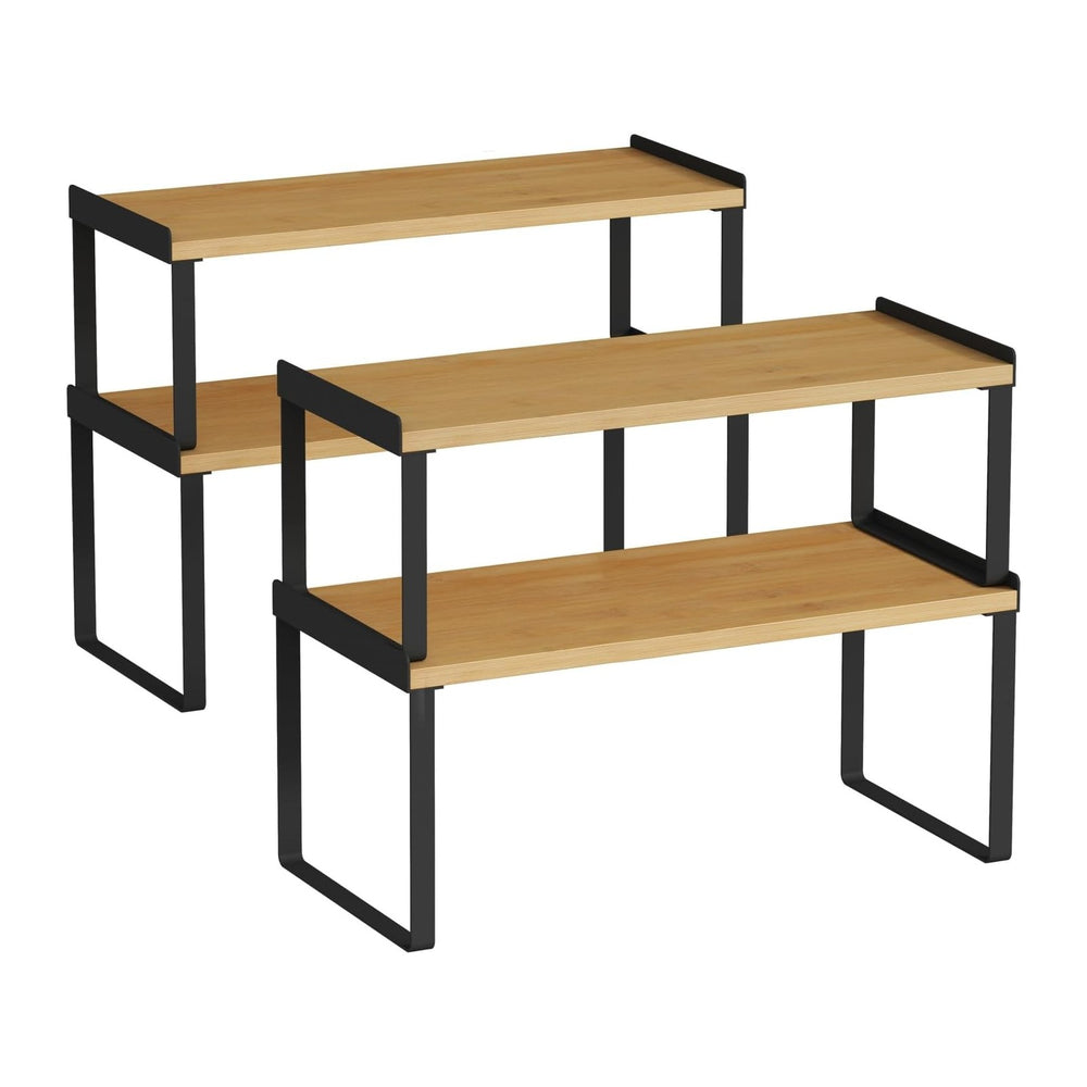 Goozii Kitchen Cabinet Shelf Organizer Set of 4, Stackable Cabinet Shelves Ri...