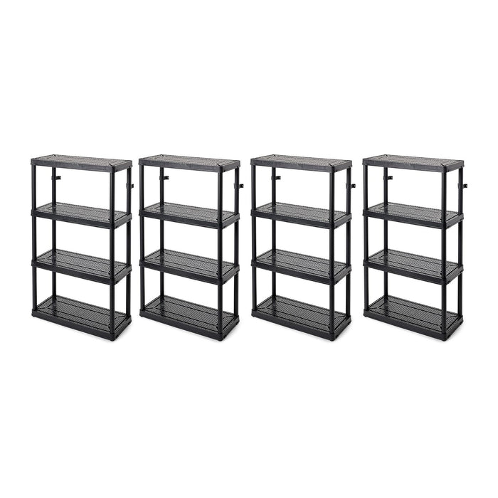 Gracious Living 4 Shelf Fixed Height Medium Duty Storage Unit 14 x 32 x 54.5 Organizer System for Home, Garage, Basement, & Laundry, Black (4 Pack)