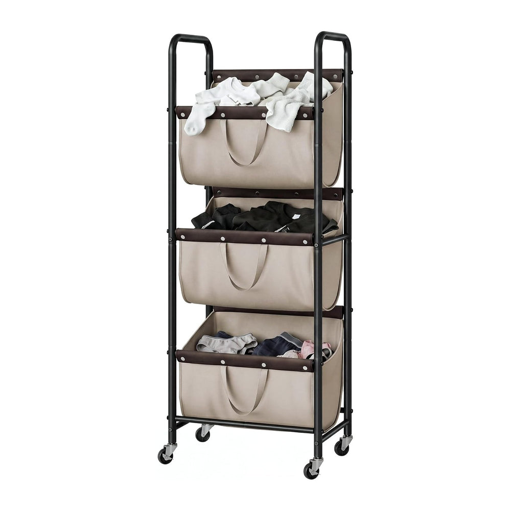 GRANNY SAYS 3 Tiered Laundry Sorter, Narrow Hamper Cart with Wheels