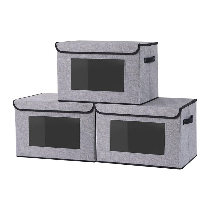 Gray Storage Baskets with Lid,Closet Bin,15x9.8x9.8in,3Pack