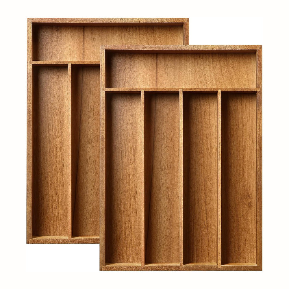 Greenual Acacia Wood Silverware Organizer 10 In Utensil Organizer Silverware ...