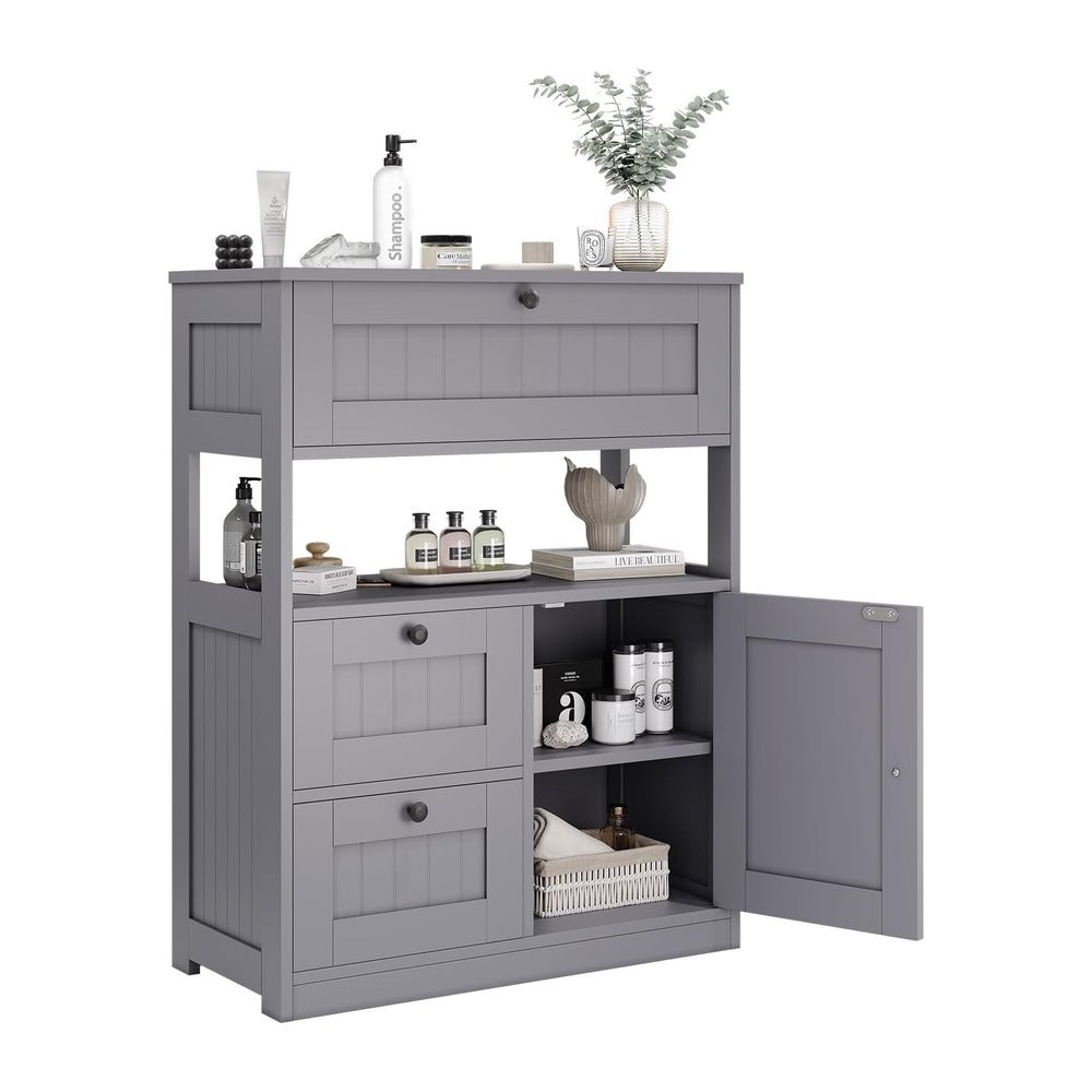 GRUSIGN Bathroom Cabinet, Modern Bathroom Floor Storage Cabinet Organizer wit...