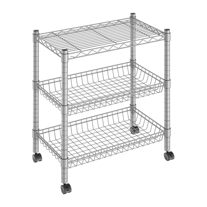 Guan River 3 Tier Wire Basket Shelf,Silver,23.23" L x 13.11" W x 32.28" H