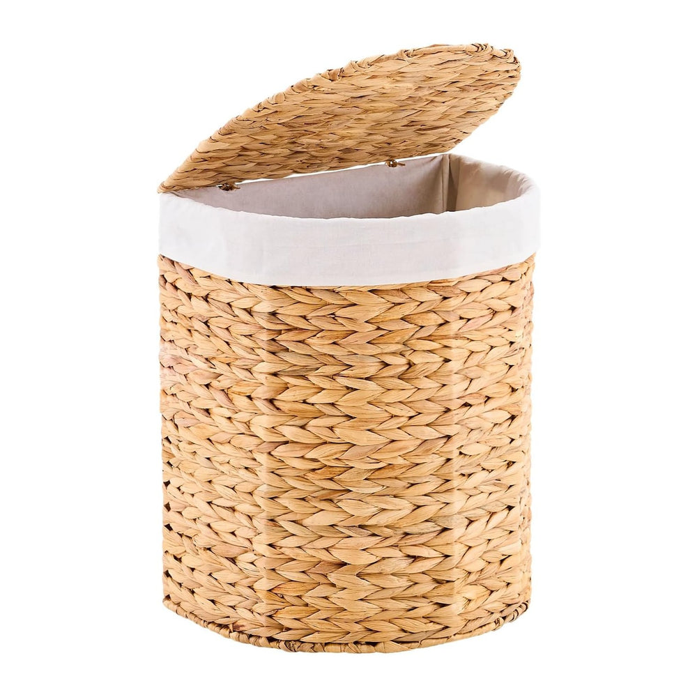 Half Moon Natural Water Hyacinth Laundry Hamper, 60L, Natural