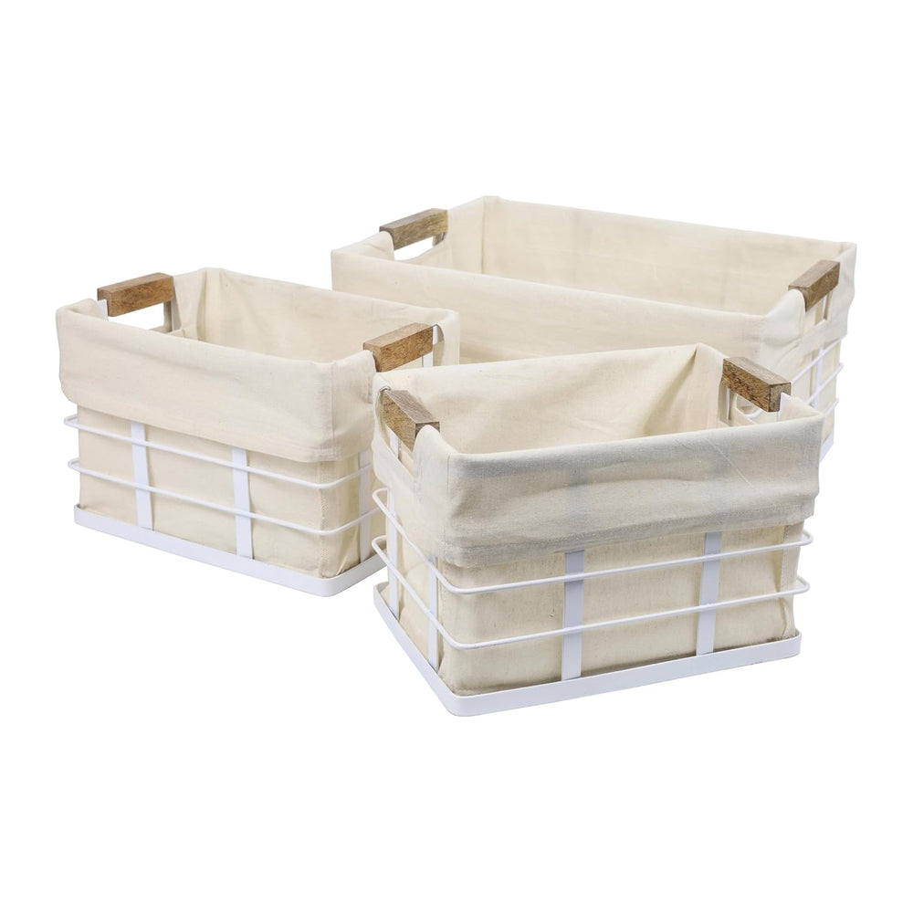 happimess Callan 3-Piece Industrial Wire Nesting Baskets 15", White