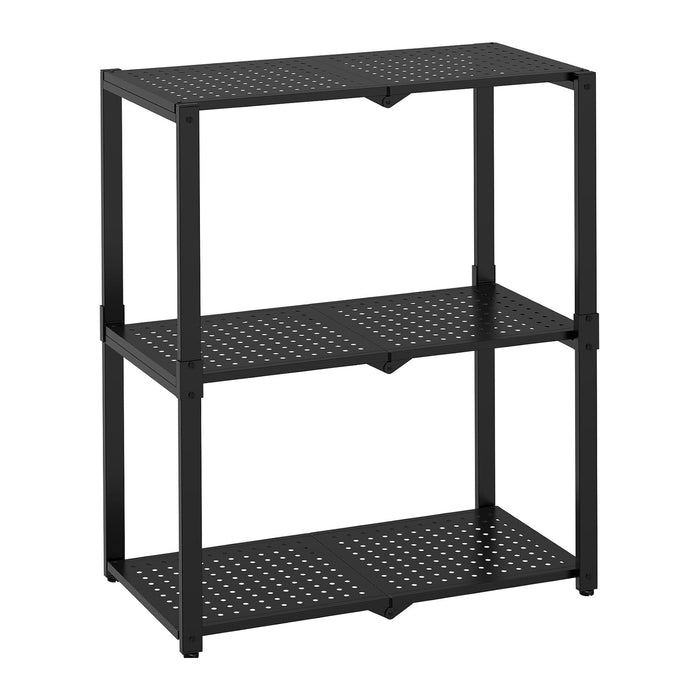 Hastatii 3-Shelf Storage Shelving Unit Metal Rack Heavy-Duty 28"x13.5"x33.5" for Garage, Kitchen and Bedroom Layers Increased Black