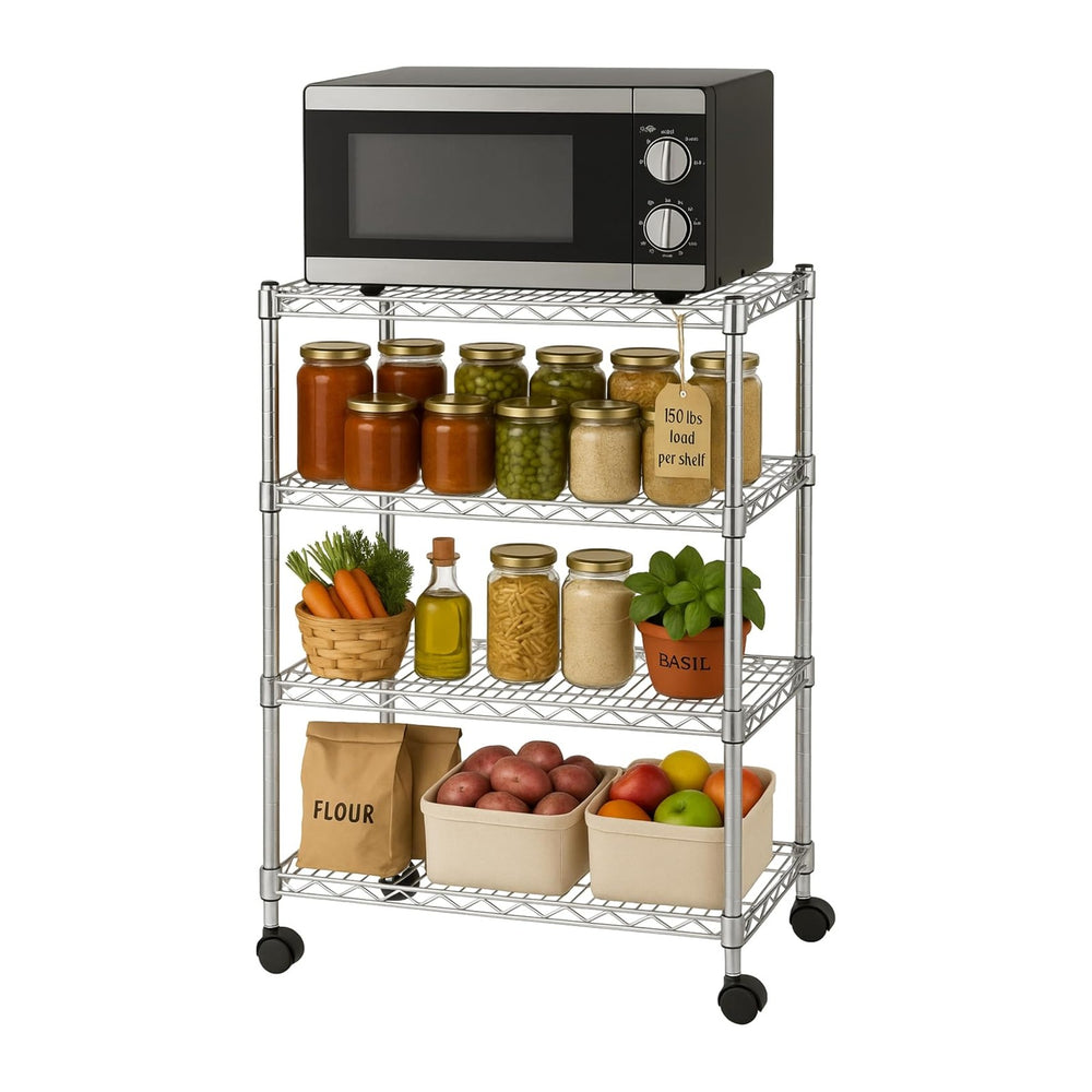 Heavy Duty 4 Tier Wire Shelving Unit Storage Rack, Metal Shelves Utility Orga...