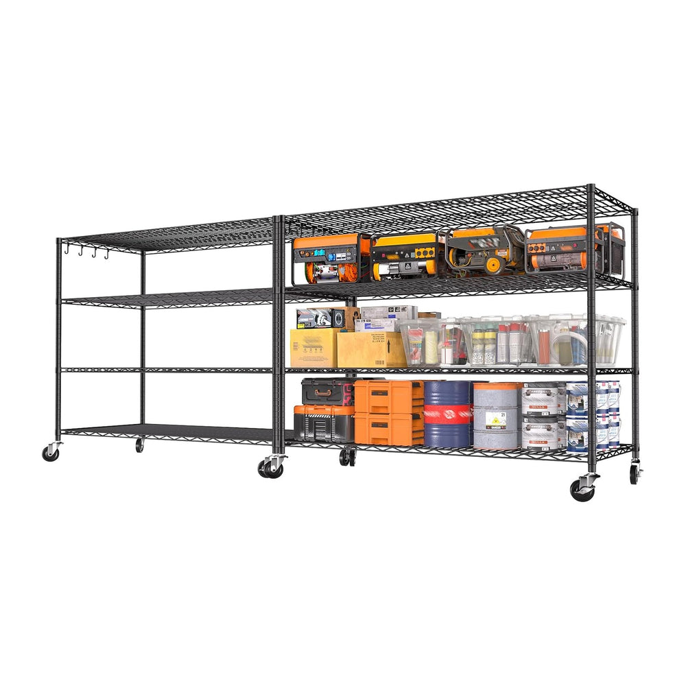 Heavy Duty Garage Shelving with Wheels: 55.5" W x 24" D x 81" ...