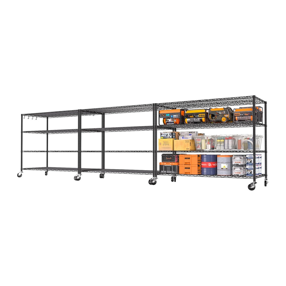 Heavy Duty Garage Shelving with Wheels: 55.5" W x 24" D x 81" ...