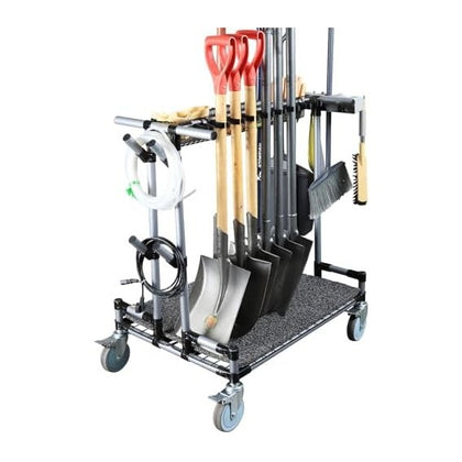 Heavy-Duty Garden Tool Organizer Cart Ideal for Gardening, Upgraded 5-Inch Wheels for Lawn & Sand, Long-Handle Tool Storage