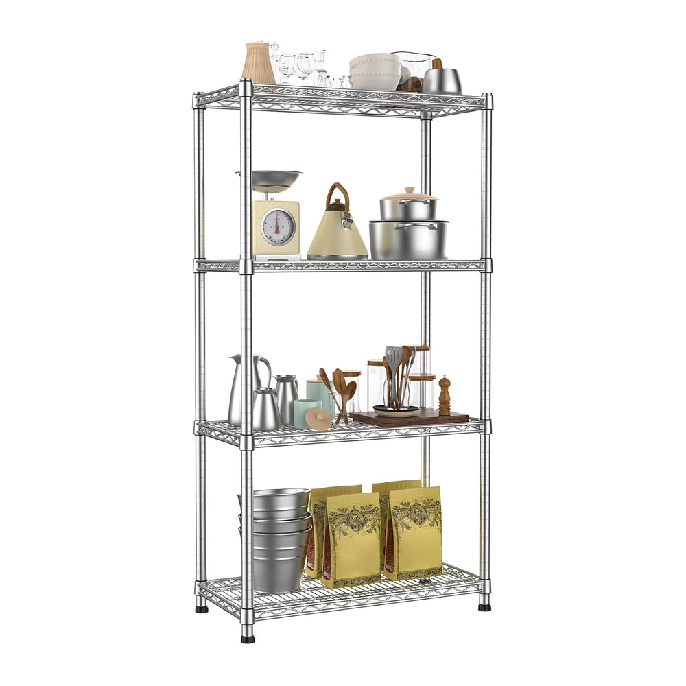 Heavy Duty Metal Wire Shelving Unit Industrial 4-Tier Garage Shelving Adjusta...