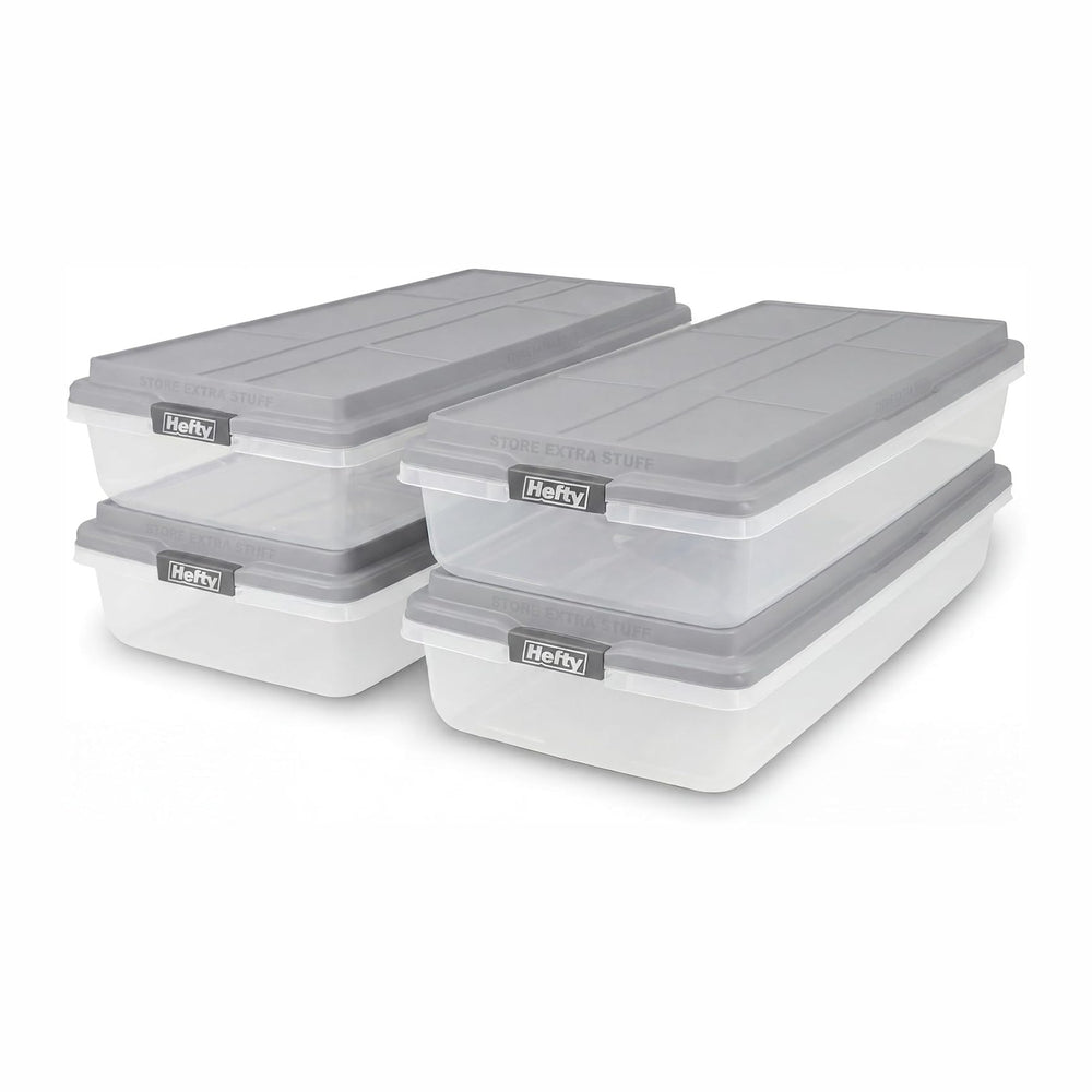 Hefty 63 Qt Hi-Rise Storage Bin with Lid, Stackable Plastic Storage Container...