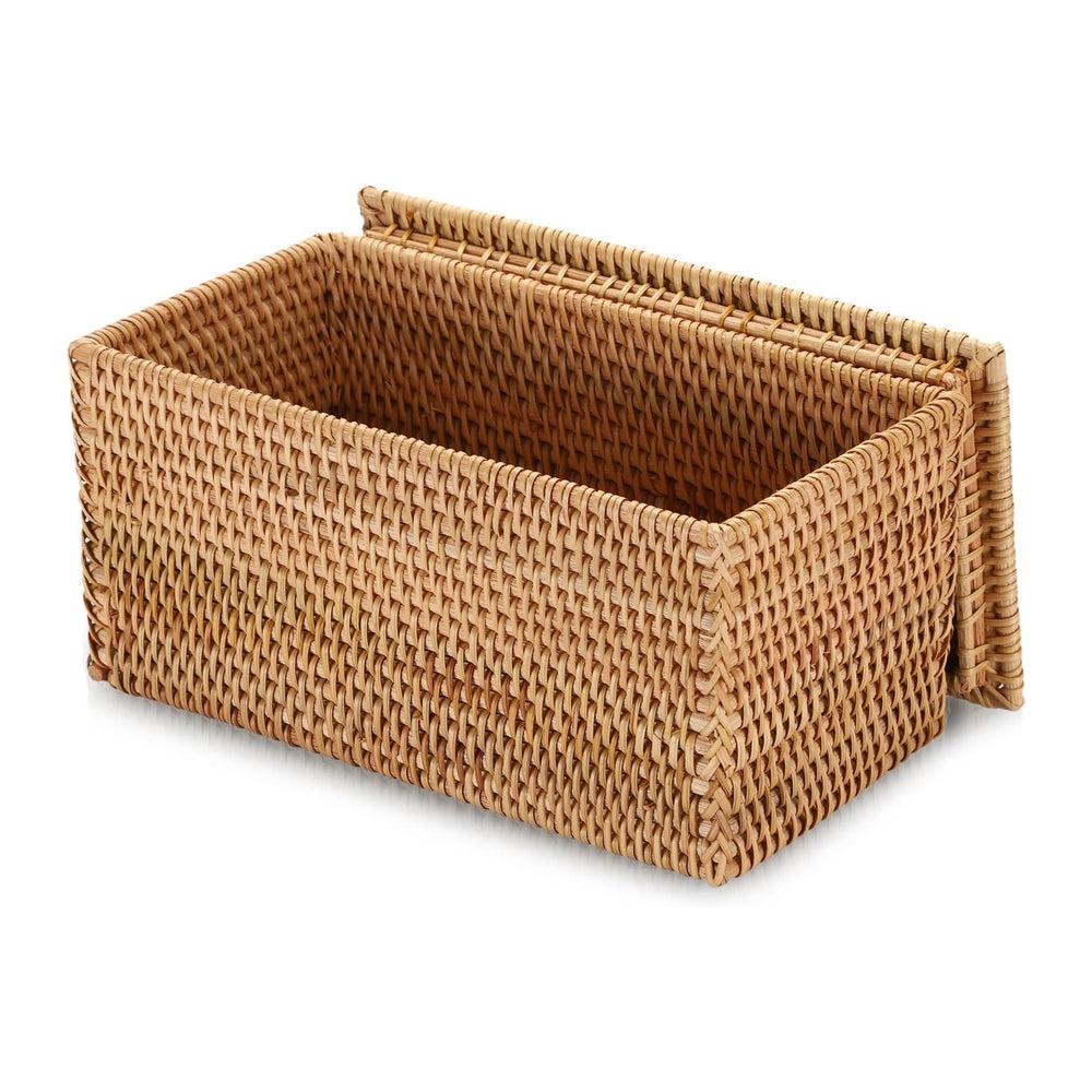 Hipiwe Rattan Basket Storage Box with Lid Handwoven Lidded Wicker Baskets