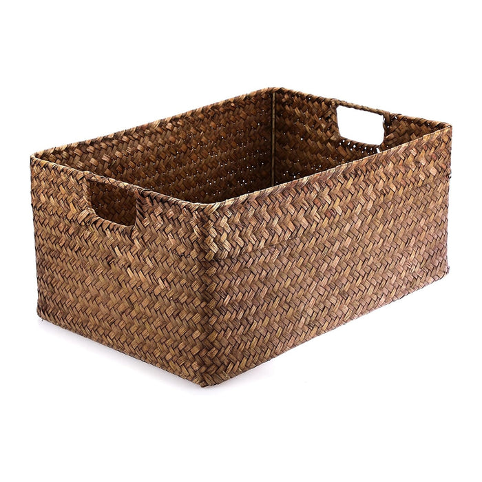 Hipiwe Seagrass Storage Baskets Bin for Shelf, X-Large Woven Wicker Basket
