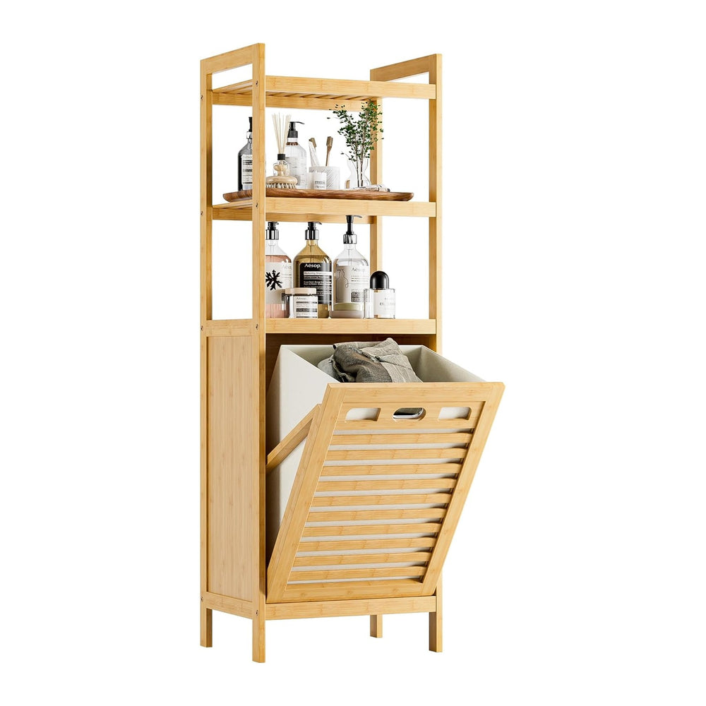 HITNET Tilt Out Laundry Hamper, Bamboo Laundry Basket with Foldable Bag and 3...