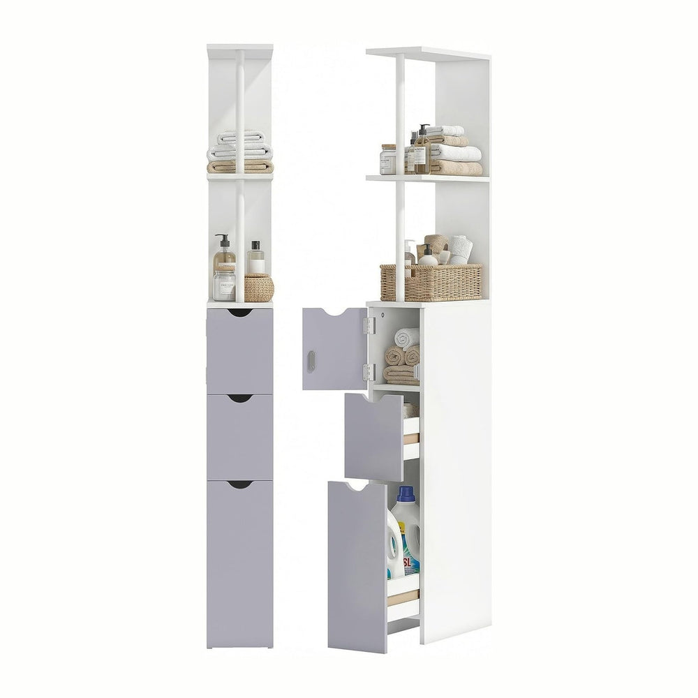 HOMCOM 54" Tall Bathroom Storage Cabinet, Freestanding, 2-Tier Shelf, White