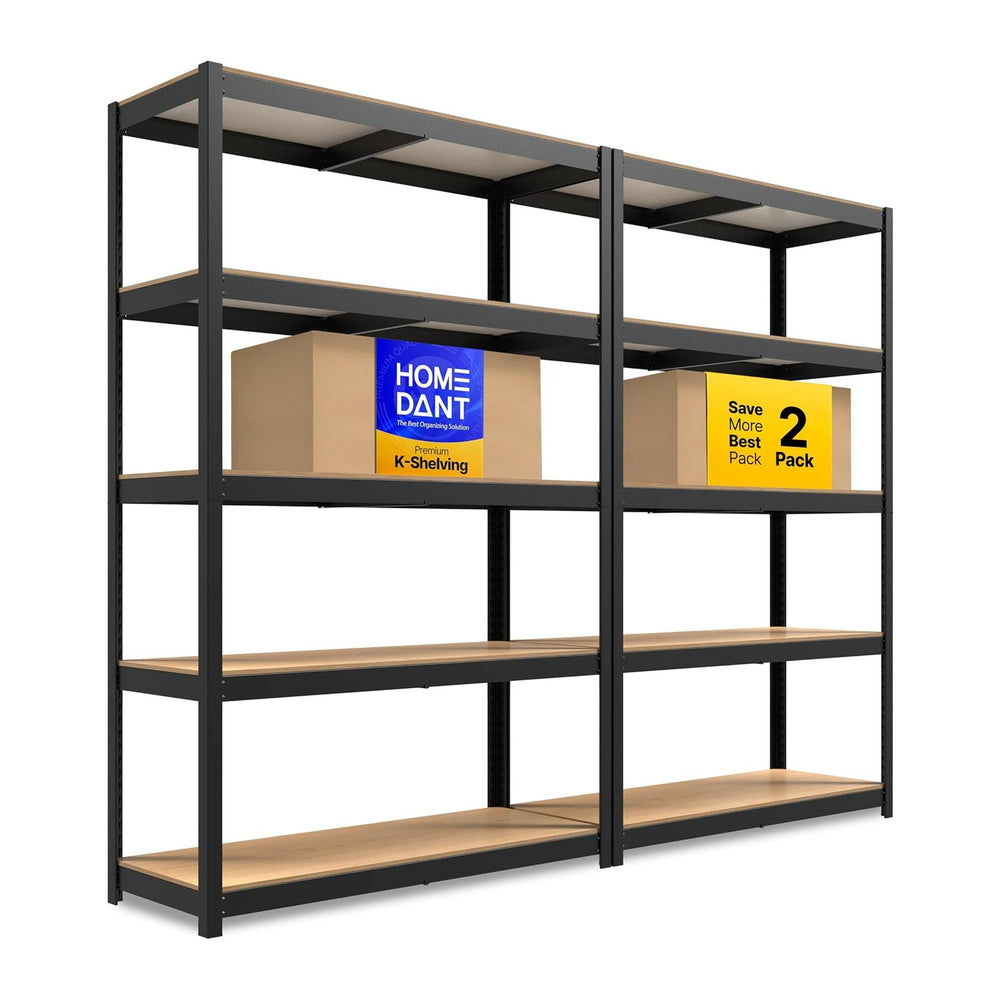 HOMEDANT House 48.1" W 5 Tier Heavy Duty Garage Shelving Adjustable Meta...