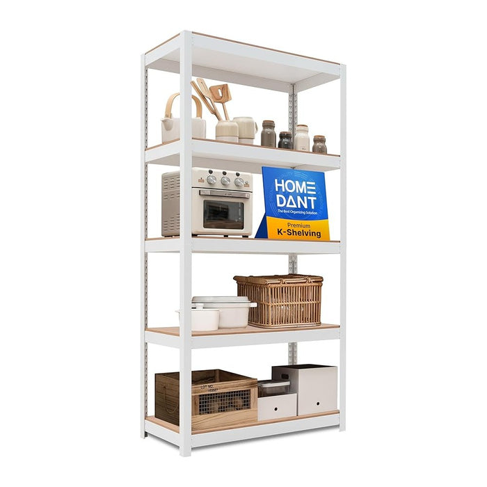HOMEDANT House 5-Tier Laminated Metal Shelving Unit Adjustable Storage Utility