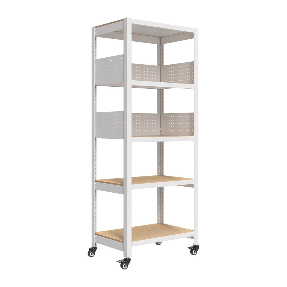 HOMEDANT House White 24" W 5 Tier Rolling Pegboard Storage Cart Wheels
