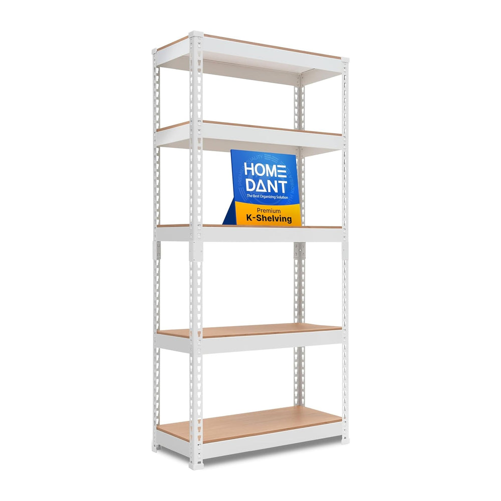HOMEDANT White 28" W 5 Tier Storage Shelves Garage Shelving Unit Metal