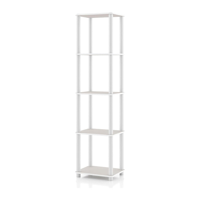 Homes: Inside + Out Apexa Modern 5-Tier Narrow Shelving Units, Collectibles Display Shelves, Easy Assembly Standing Shelf, Home Storage Organizer for Living Room, Bedroom, Office, Taupe Grey