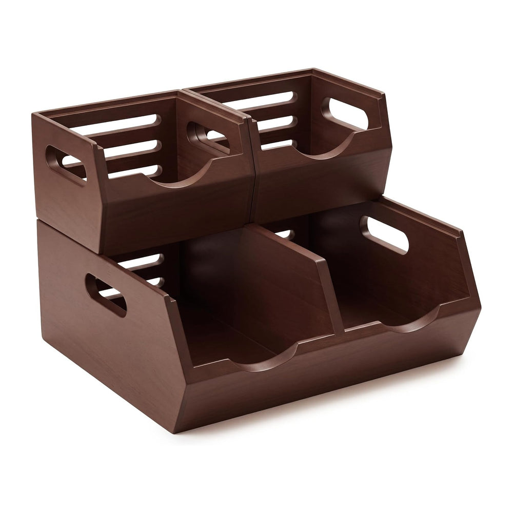 HOMESTEAD Stackable Solid Wood Storage Bins for Kitchen Pantry & Countert...